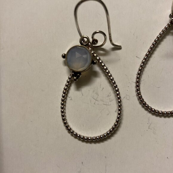 160 Sterling Silver and Moonstone Hoop Earrings, Colonial Jewelers - Picture 10 of 14